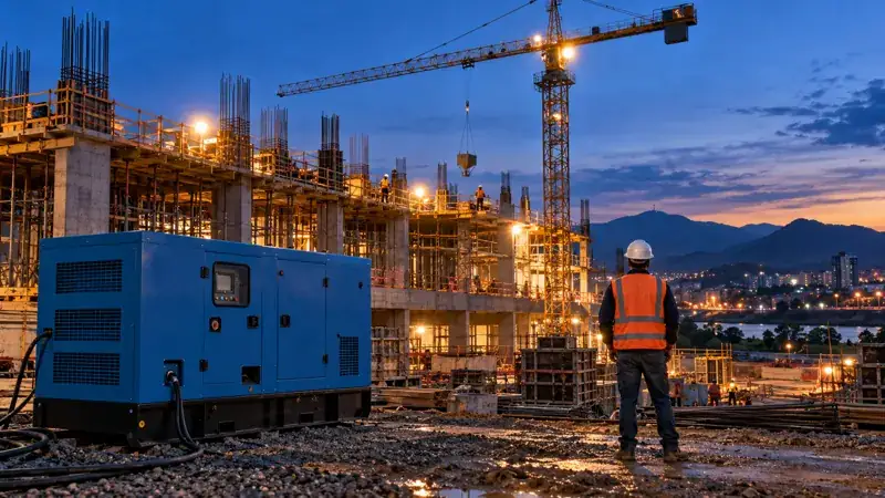 Imagem ilustrativa de obra com gerador de energia